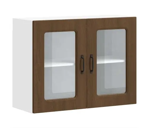 Virtuves Sienas Skapis Ar Stikla Durvīm Kalmar Brūna Ozola Vidaxl