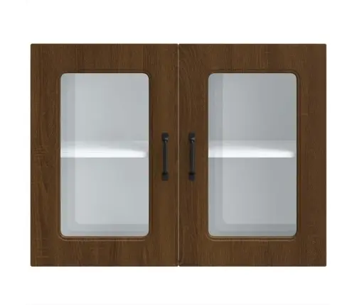 Virtuves Sienas Skapis Ar Stikla Durvīm Kalmar Brūna Ozola Vidaxl