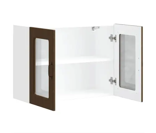 Virtuves Sienas Skapis Ar Stikla Durvīm Kalmar Brūna Ozola Vidaxl