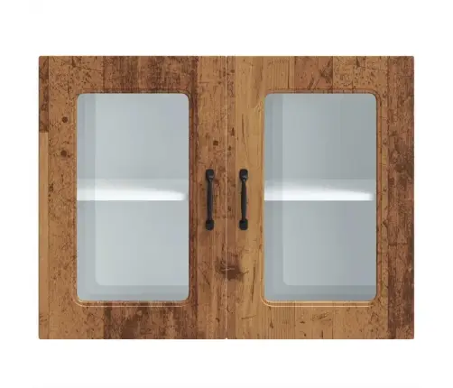 Virtuves Sienas Skapis Ar Stikla Durvīm Kalmar Veca Koka Vidaxl