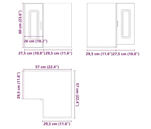 Virtuvės Sieninė Kampinė Spintelė "Kalmar" Juoda