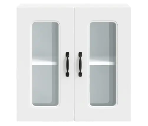 Virtuves Sienas Skapis Ar Stikla Durvīm Kalmar Balts Vidaxl