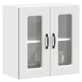 Virtuves Sienas Skapis Ar Stikla Durvīm Kalmar Balts Vidaxl