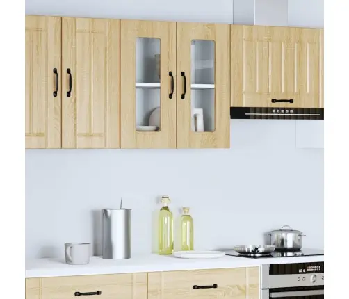 Virtuvės Spintelė Su Stiklinėmis Durimis, Kalmar, Sonoma Ąžuolo