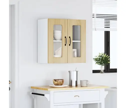 Virtuvės Spintelė Su Stiklinėmis Durimis, Kalmar, Sonoma Ąžuolo