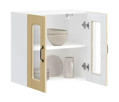 Virtuvės Spintelė Su Stiklinėmis Durimis, Kalmar, Sonoma Ąžuolo