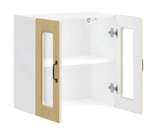 Virtuvės Spintelė Su Stiklinėmis Durimis, Kalmar, Sonoma Ąžuolo