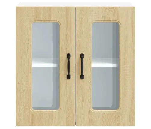 Virtuvės Spintelė Su Stiklinėmis Durimis, Kalmar, Sonoma Ąžuolo