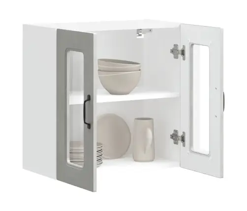 Virtuves Sienas Skapis Ar Stikla Durvīm Kalmar Betona Pelēks Vidaxl