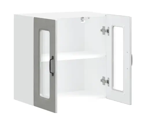 Virtuves Sienas Skapis Ar Stikla Durvīm Kalmar Betona Pelēks Vidaxl