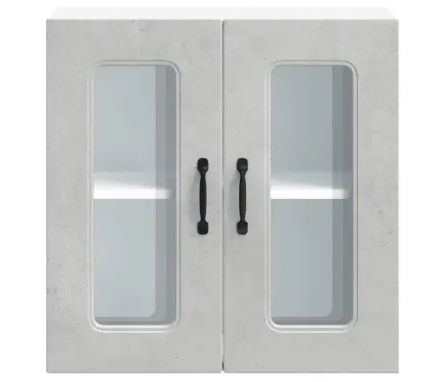 Virtuves Sienas Skapis Ar Stikla Durvīm Kalmar Betona Pelēks Vidaxl