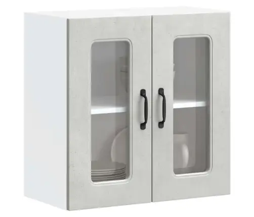 Virtuves Sienas Skapis Ar Stikla Durvīm Kalmar Betona Pelēks Vidaxl