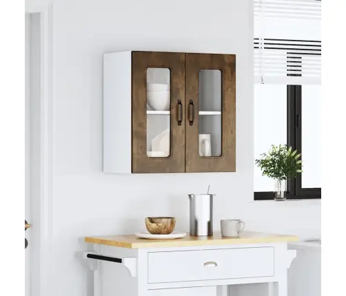 Köögi Seinakapp Klaasuksega "Kalmar", Suitsutatud Tamm, Töödeldud Puit