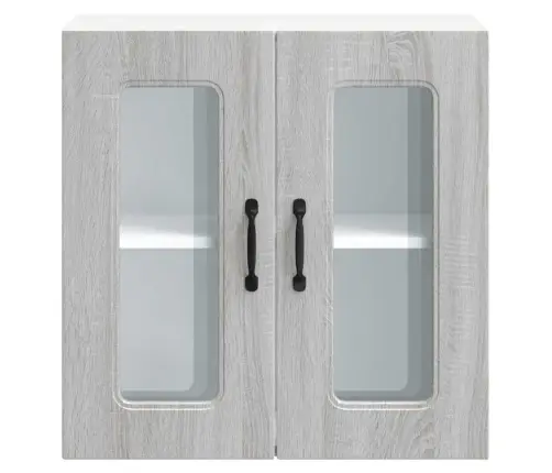 Virtuvės Sieninė Spintelė Su Stiklinėmis Durimis, Kalmar, Pilka