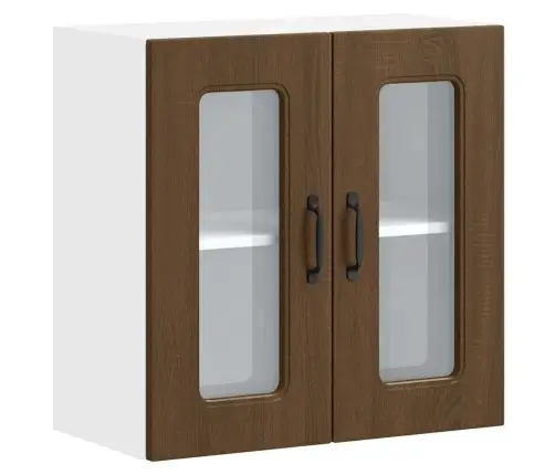 Virtuves Sienas Skapis Ar Stikla Durvīm Kalmar Brūna Ozola Vidaxl