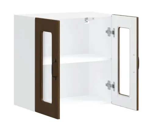 Virtuves Sienas Skapis Ar Stikla Durvīm Kalmar Brūna Ozola Vidaxl