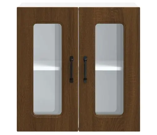 Virtuves Sienas Skapis Ar Stikla Durvīm Kalmar Brūna Ozola Vidaxl