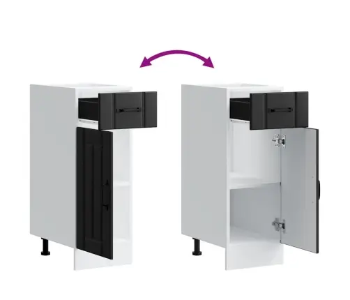 Virtuvės Spintelė, Lucca, Juoda, Apdirbta Mediena