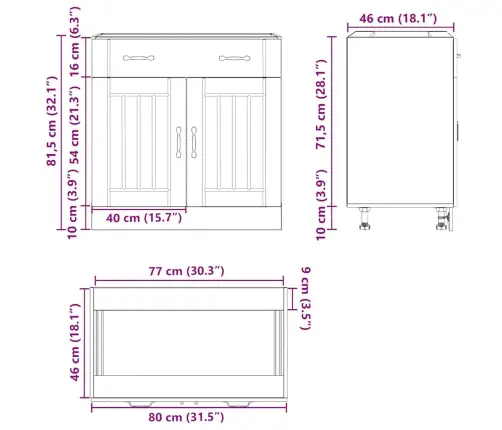 Virtuvės Spintelė, Lucca, Artisano Ąžuolo, Apdirbta Mediena