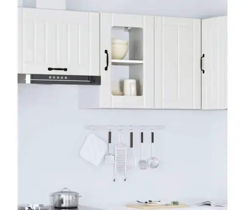 Sieninė Virtuvės Spintelė Su Stiklinėmis Durimis "Lucca" Balta