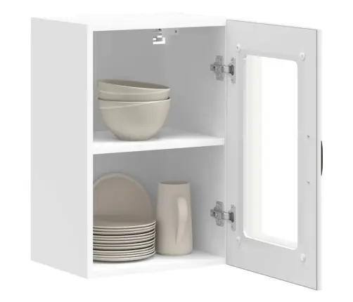 Sieninė Virtuvės Spintelė Su Stiklinėmis Durimis "Lucca" Balta