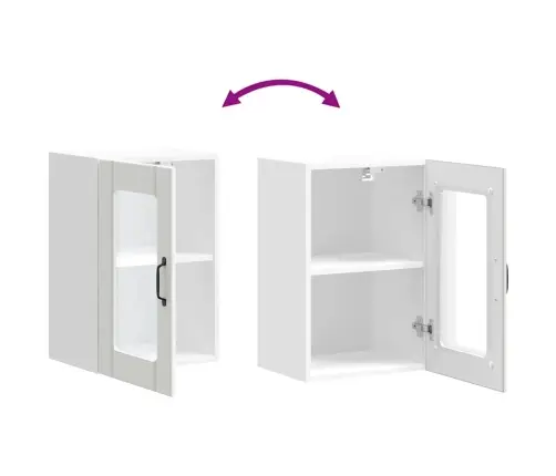 Sieninė Virtuvės Spintelė Su Stiklinėmis Durimis "Lucca" Balta