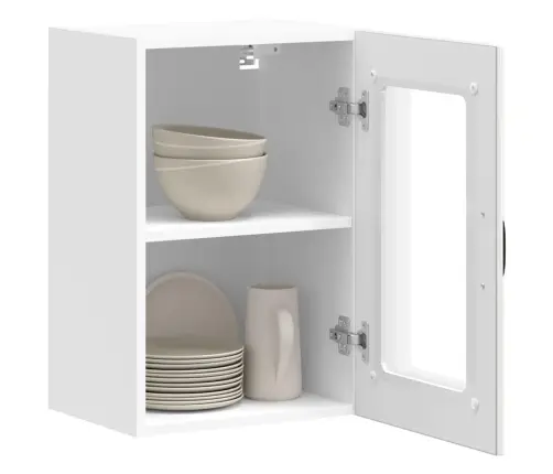 Virtuves Sienas Skapis Ar Stikla Durvīm Lucca High Gloss White Vidaxl