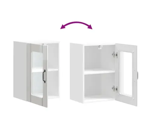Virtuves Sienas Skapis Ar Stikla Durvīm Lucca High Gloss White Vidaxl
