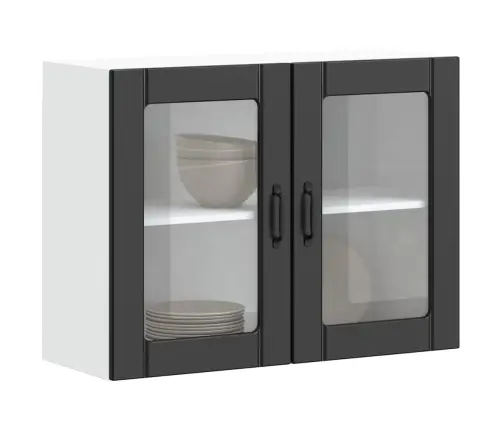 Klaasuksega Köögiseinakapp, Lucca, Must, Tehispuit