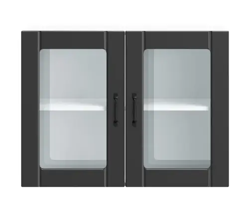 Klaasuksega Köögiseinakapp, Lucca, Must, Tehispuit