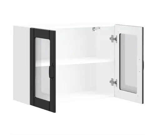 Klaasuksega Köögiseinakapp, Lucca, Must, Tehispuit