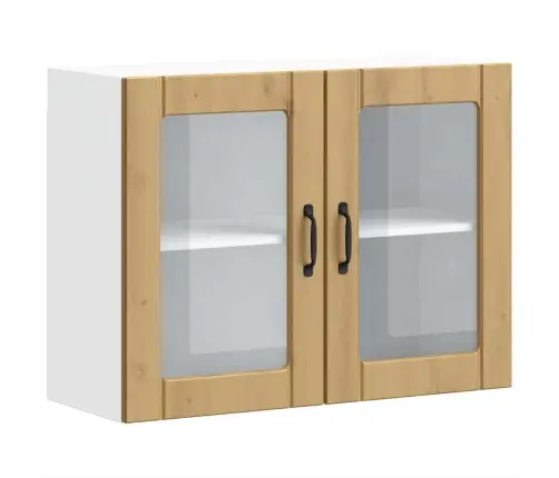 Virtuves Sienas Skapis Ar Stikla Durvīm Lucca Koka Krāsā Vidaxl