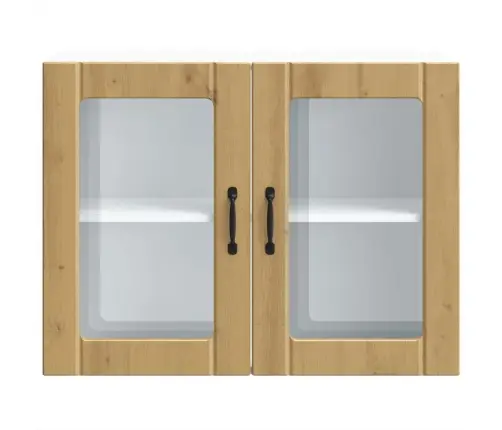 Virtuves Sienas Skapis Ar Stikla Durvīm Lucca Koka Krāsā Vidaxl