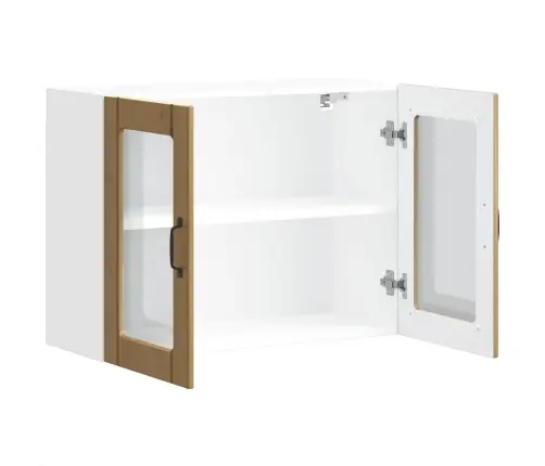 Virtuves Sienas Skapis Ar Stikla Durvīm Lucca Koka Krāsā Vidaxl