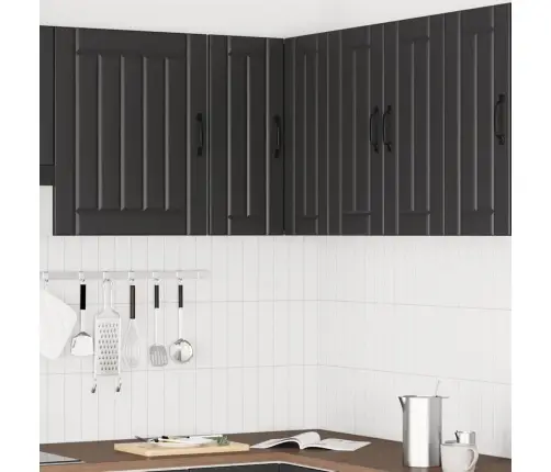 Virtuvės Sieninė Kampinė Spintelė "Lucca" Black Engineered Wood