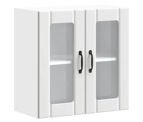 Virtuves Sienas Skapis Ar Stikla Durvīm Lucca Balts Vidaxl