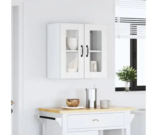 Virtuves Sienas Skapis Ar Stikla Durvīm Lucca Balts Vidaxl