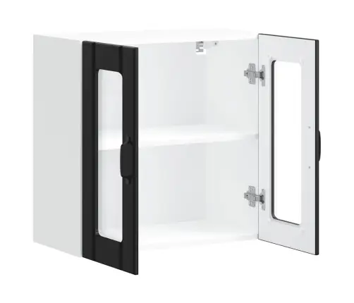 Virtuves Sienas Skapis Ar Stikla Durvīm Lucca Melns Vidaxl