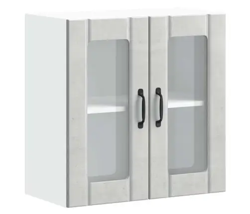 Virtuves Sienas Skapis Ar Stikla Durvīm Lucca Betona Pelēks Vidaxl