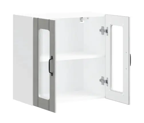 Virtuves Sienas Skapis Ar Stikla Durvīm Lucca Betona Pelēks Vidaxl