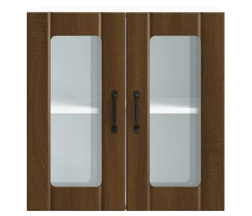 Virtuves Sienas Skapis Ar Stikla Durvīm Lucca Brūna Ozola Vidaxl