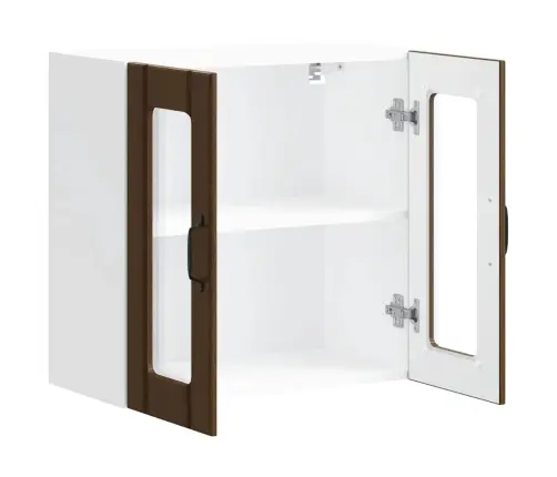 Virtuves Sienas Skapis Ar Stikla Durvīm Lucca Brūna Ozola Vidaxl