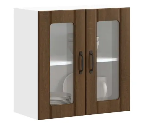 Virtuves Sienas Skapis Ar Stikla Durvīm Lucca Brūna Ozola Vidaxl