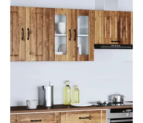 Köögi Seinakapp Klaasuksega "Lucca", Vanast Puidust, Töödeldud Puit