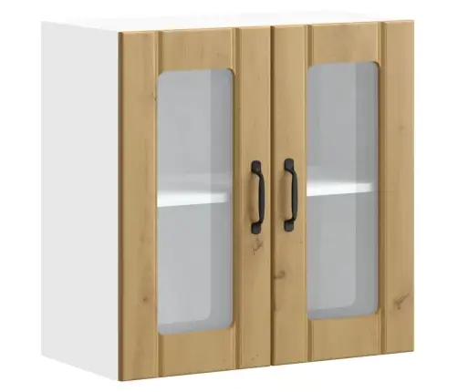 Virtuves Sienas Skapis Ar Stikla Durvīm Lucca Koka Krāsā Vidaxl