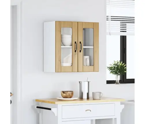 Virtuves Sienas Skapis Ar Stikla Durvīm Lucca Koka Krāsā Vidaxl