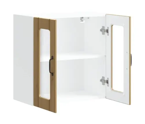 Virtuves Sienas Skapis Ar Stikla Durvīm Lucca Koka Krāsā Vidaxl