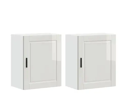 Virtuvės Sieninės Spintelės 2 Vnt "Porto" Blizganti Balta