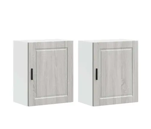 Sieninės Virtuvės Spintelės 2 Vnt "Porto" Pilka Sonoma
