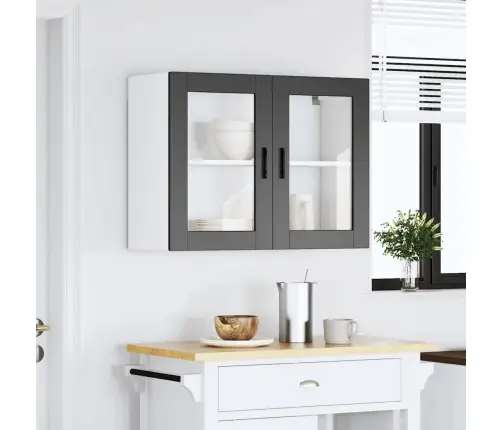 Virtuvės Spintelė Su Stiklinėmis Durimis, Porto, Juoda